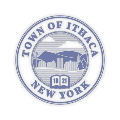 Town of Ithaca Monochromatic Seal (United States) STICKER Vinyl Kiss-Cut Decal 2 Inch Transparent - The Sticker Space