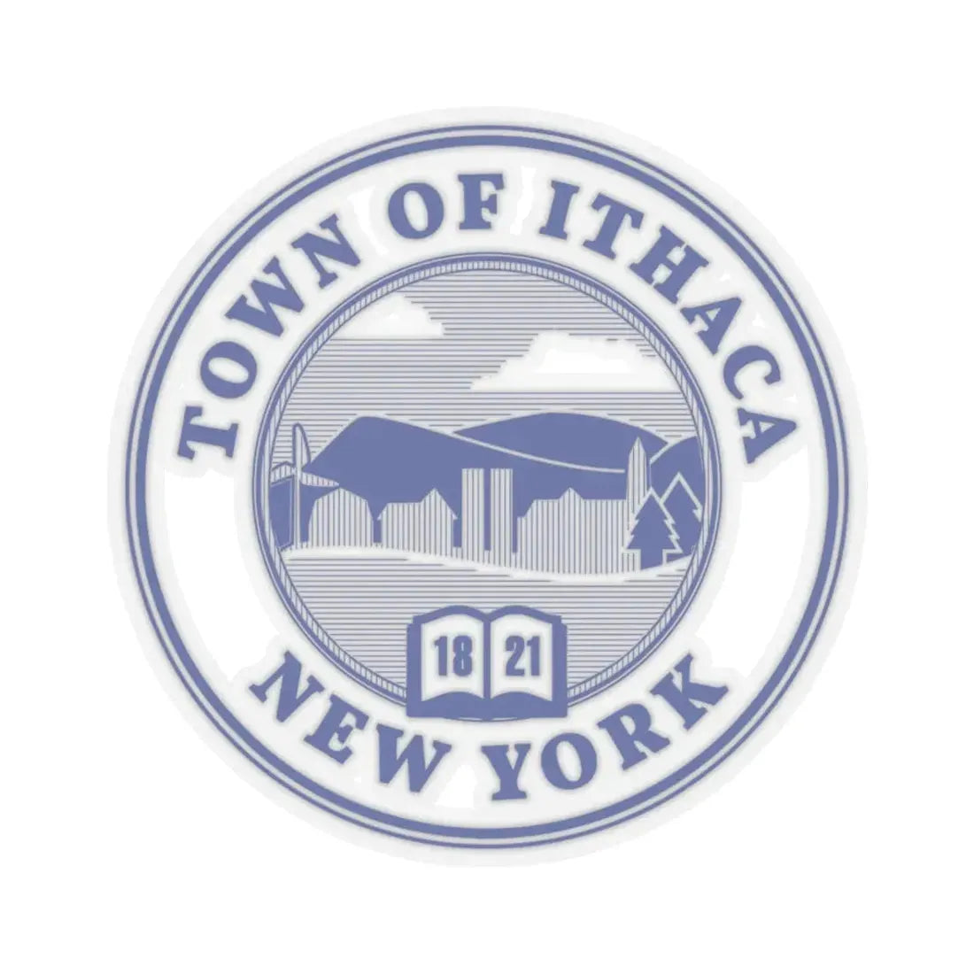 Town of Ithaca Monochromatic Seal (United States) STICKER Vinyl Kiss-Cut Decal 3 Inch Transparent - The Sticker Space