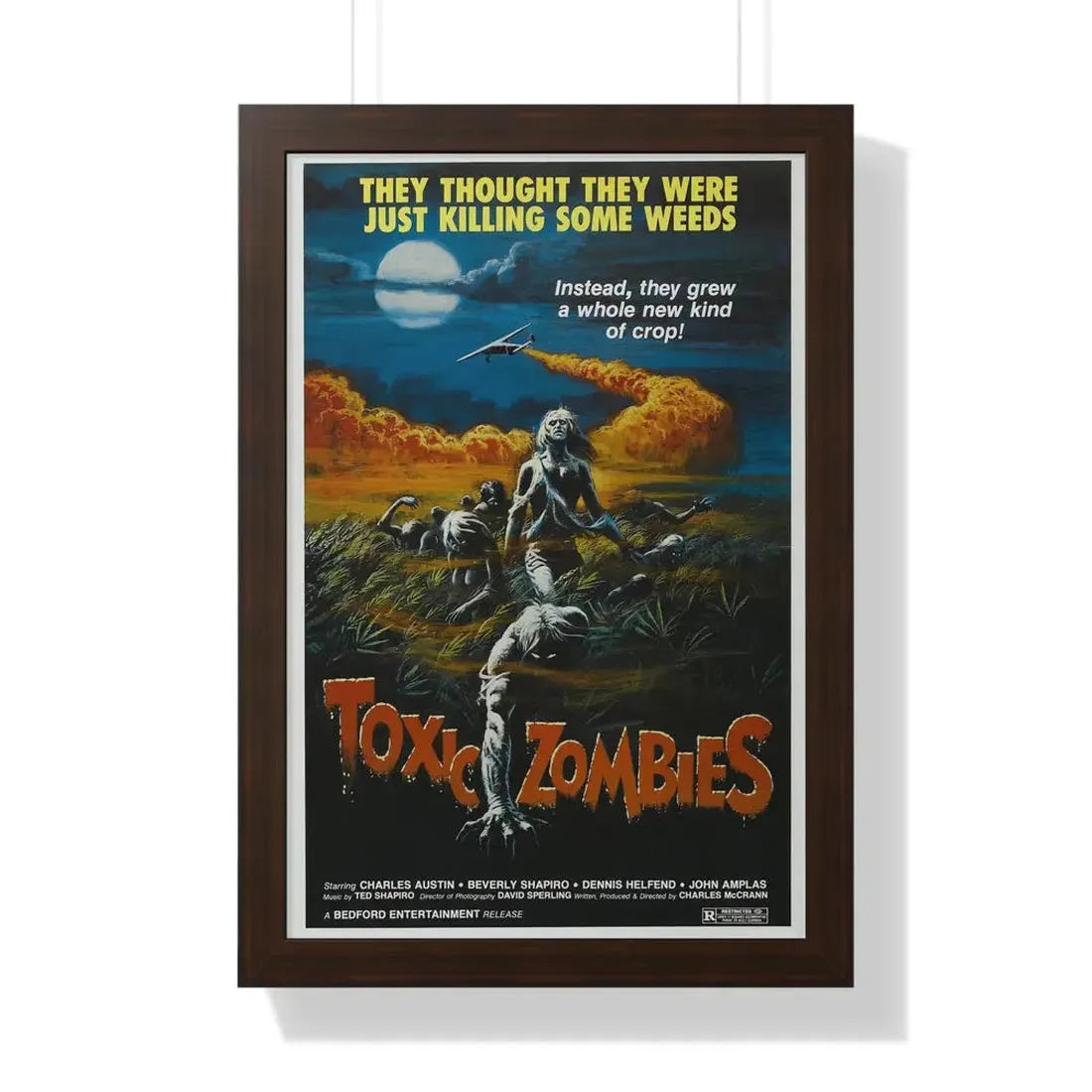 TOXIC ZOMBIES 1980 - Framed Movie Poster 16″ x 24″ Walnut - The Sticker Space