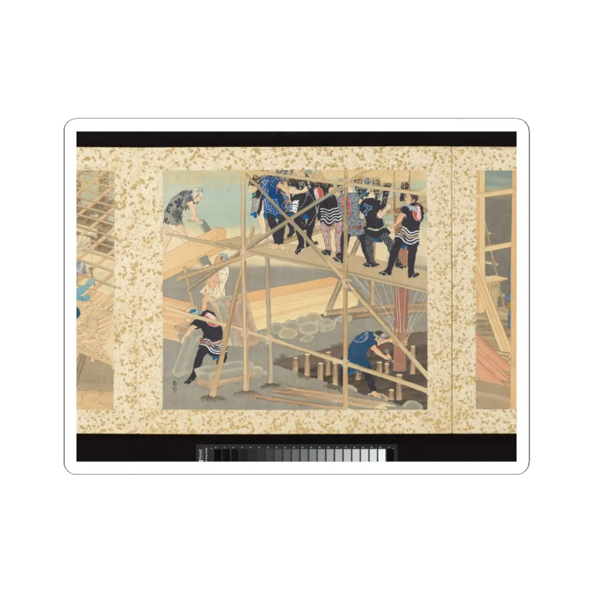 Toyohara Kunichika - Artisans, Beauties, and Annual Events - 1874 v15 - STICKER Vinyl Kiss-Cut Decal