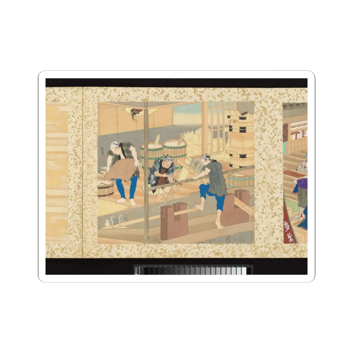 Toyohara Kunichika - Artisans, Beauties, and Annual Events - 1874 v30 - STICKER Vinyl Kiss-Cut Decal