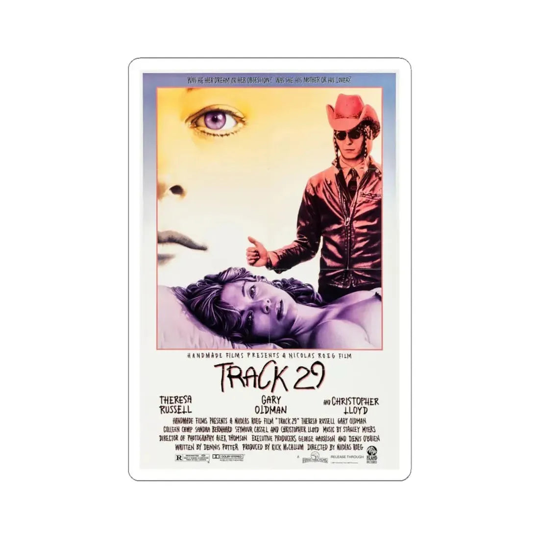 Track 29 1988 Movie Poster - STICKER Vinyl Kiss-Cut Decal 4 Inch White - The Sticker Space