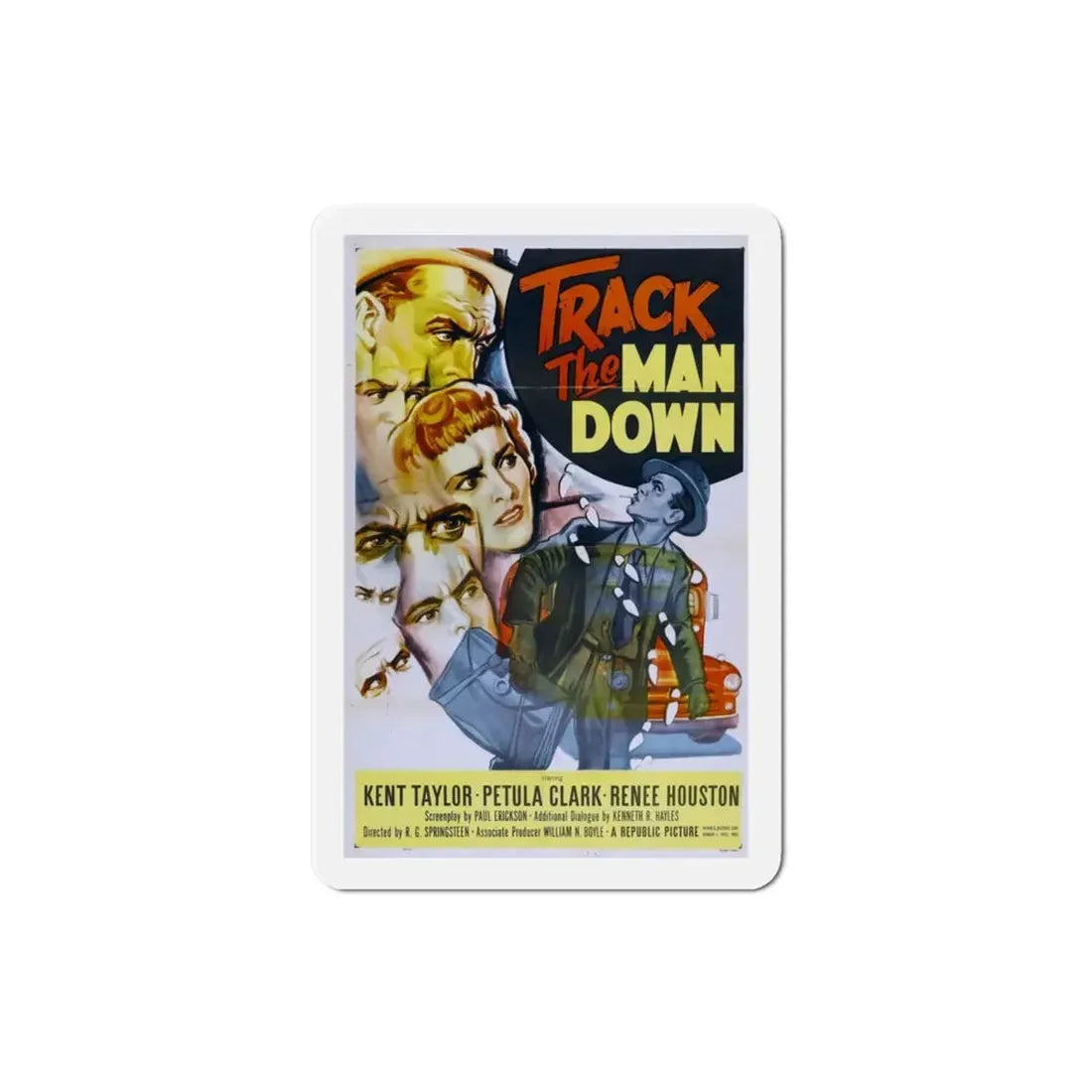 Track the Man Down 1955 Movie Poster Refrigerator Magnet 3 Inch - The Sticker Space