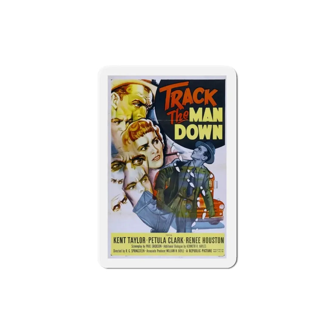 Track the Man Down 1955 Movie Poster Refrigerator Magnet 5 Inch - The Sticker Space