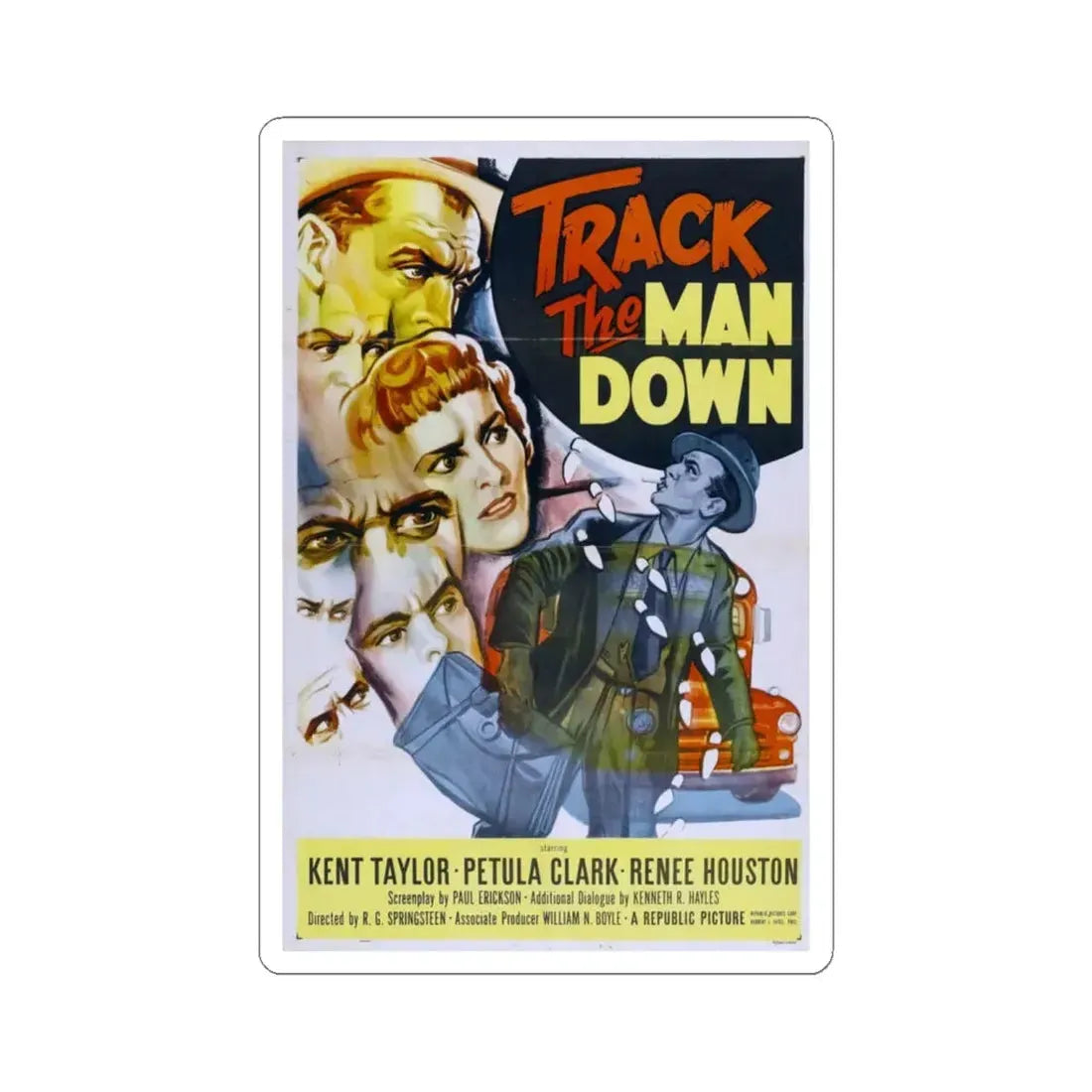 Track the Man Down 1955 Movie Poster - STICKER Vinyl Kiss-Cut Decal 6 Inch White - The Sticker Space