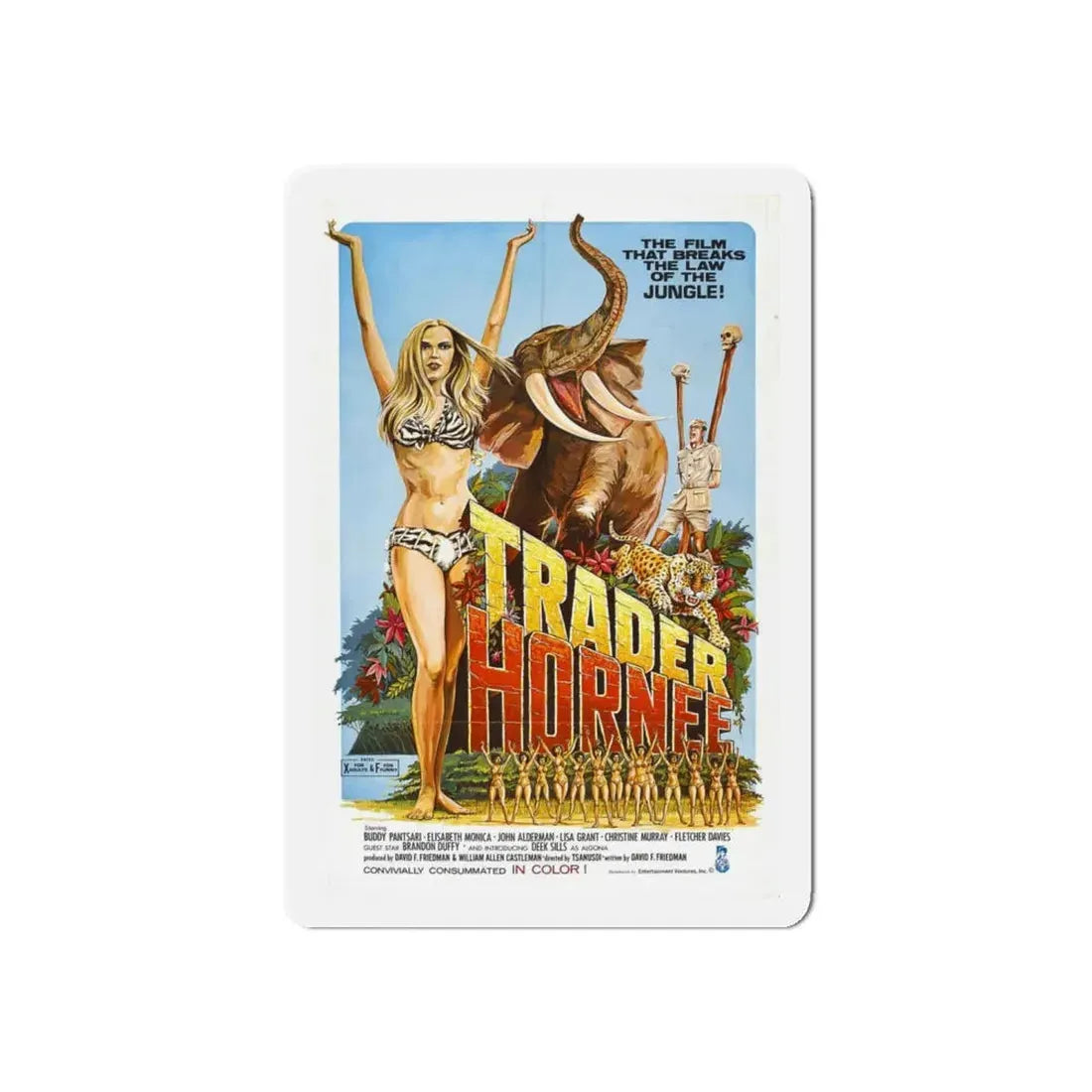 TRADER HORNEE 1970 Movie Poster - Refrigerator Magnet 6 Inch Die-Cut - The Sticker Space