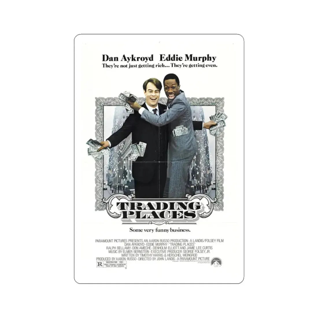 Trading Places 1983 Movie Poster - STICKER Vinyl Kiss-Cut Decal 6 Inch White - The Sticker Space