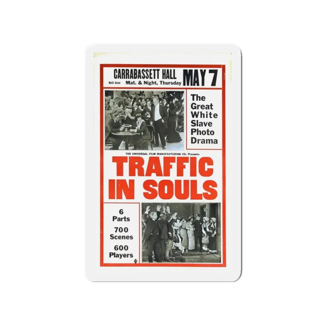 TRAFFIC IN SOULS 1913 Movie Poster - Refrigerator Magnet 3 Inch Die-Cut - The Sticker Space