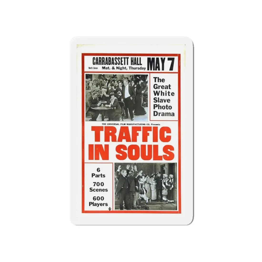 TRAFFIC IN SOULS 1913 Movie Poster - Refrigerator Magnet 4 Inch Die-Cut - The Sticker Space