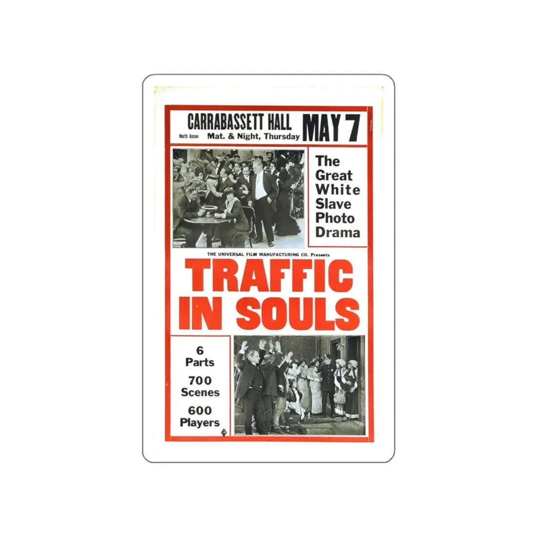 TRAFFIC IN SOULS 1913 Movie Poster STICKER Vinyl Die-Cut Decal 4 Inch - The Sticker Space