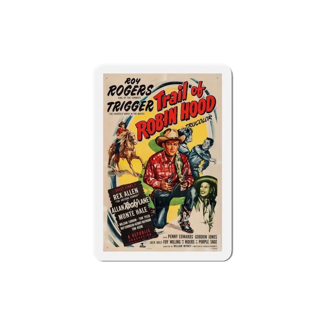 Trail of Robin Hood 1950 Movie Poster Refrigerator Magnet 5 Inch - The Sticker Space
