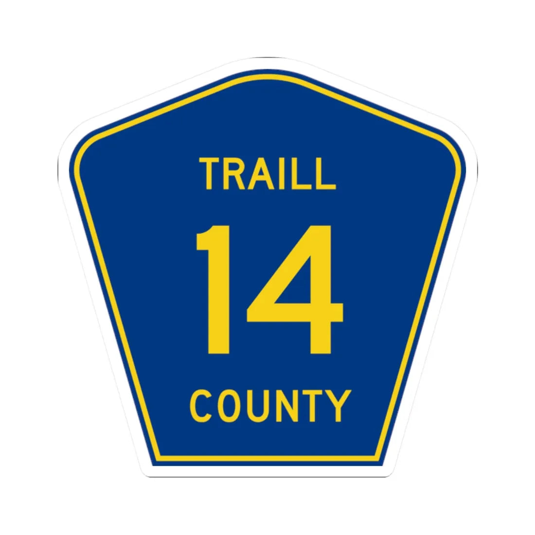 Traill County Route 14 ND (North Dakota) (Road Sign) STICKER Vinyl Kiss-Cut Decal 2 Inch White - The Sticker Space