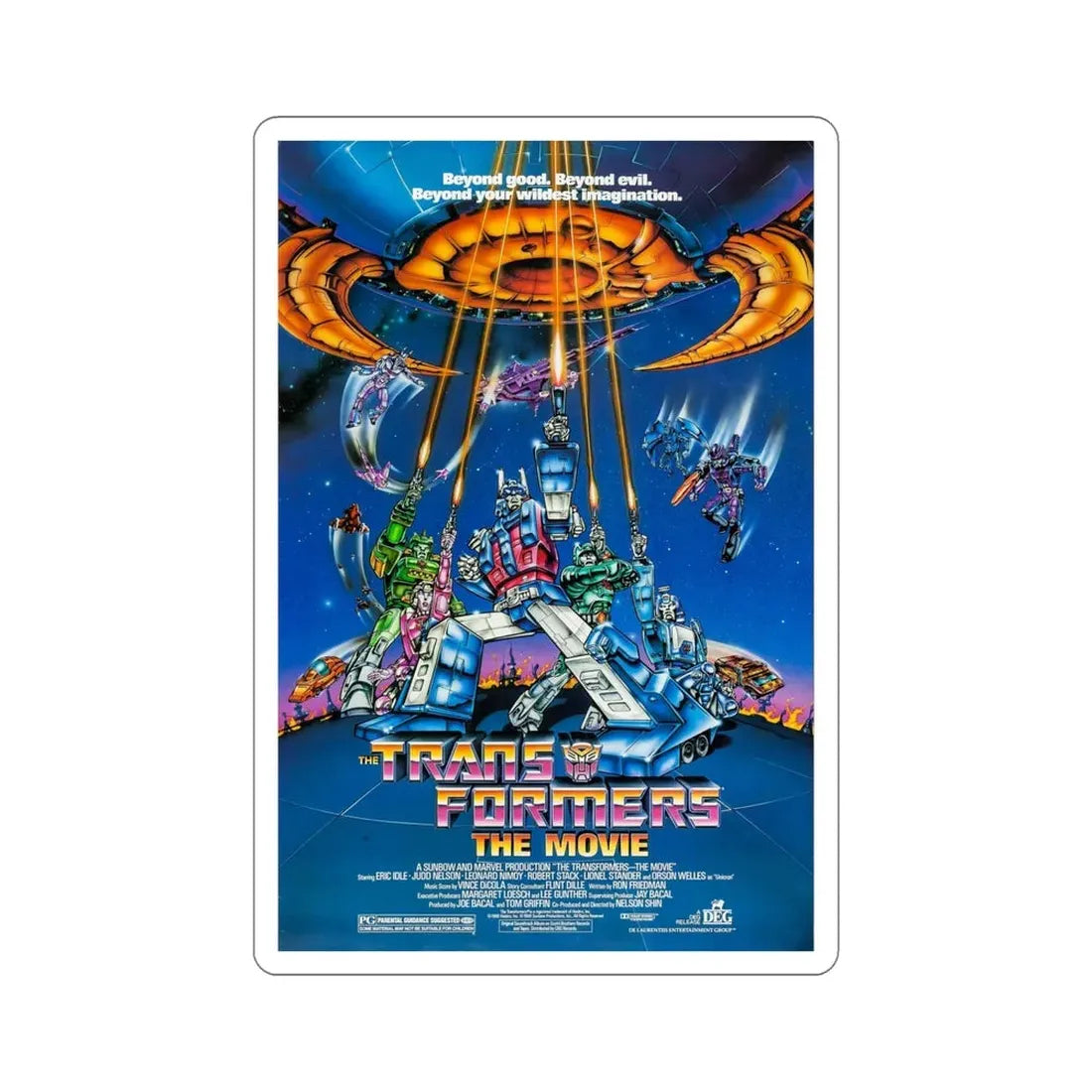 Transformers The Movie 1986 Movie Poster STICKER Vinyl Die-Cut Decal 5 Inch - The Sticker Space