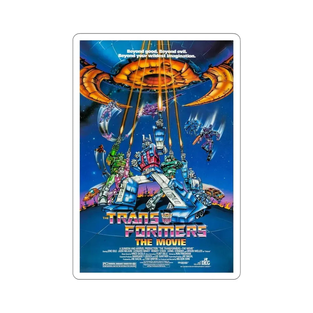 Transformers The Movie 1986 Movie Poster STICKER Vinyl Die-Cut Decal 6 Inch - The Sticker Space