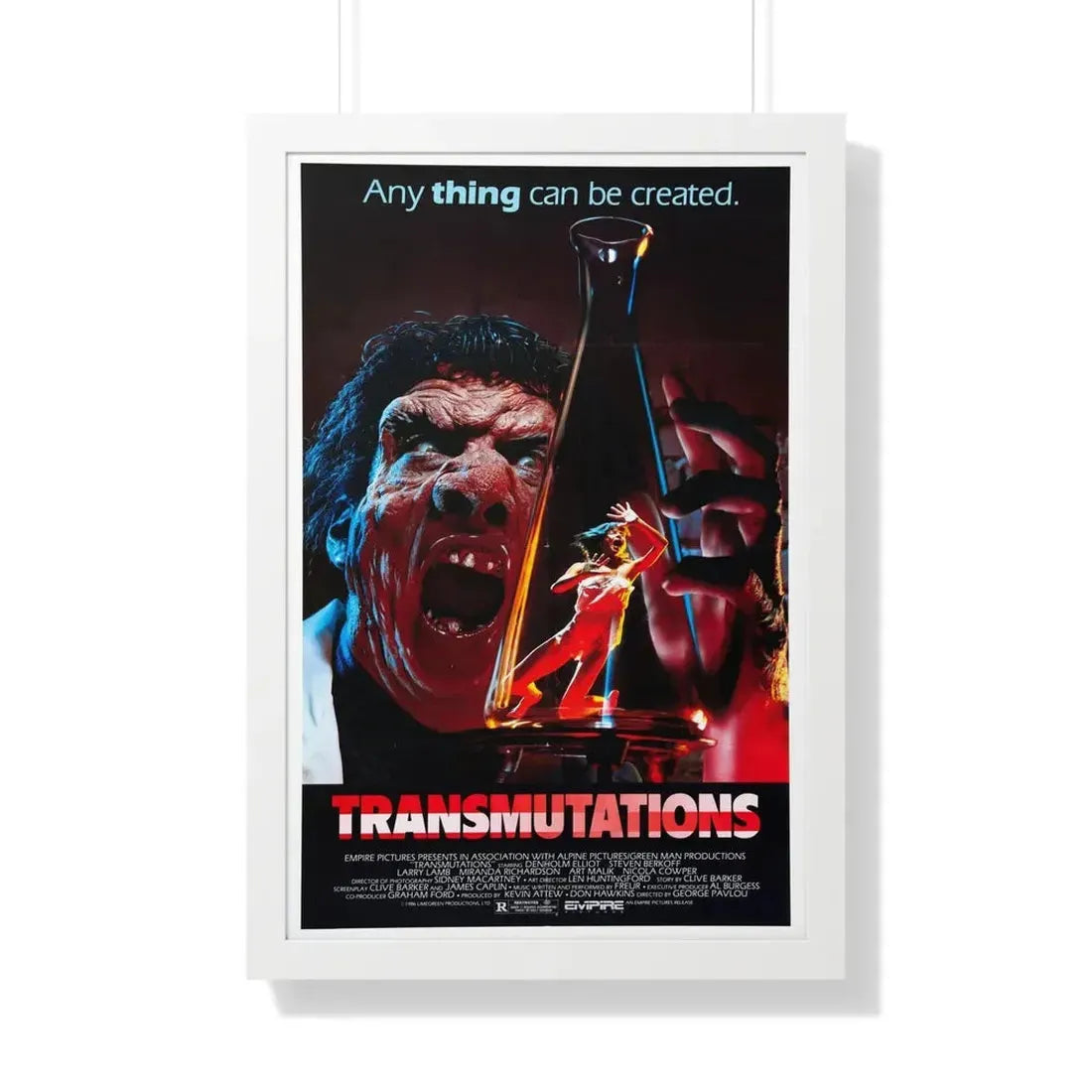 TRANSMUTATIONS (UNDERWORLD) 1985 - Framed Movie Poster 20" x 30" White - The Sticker Space