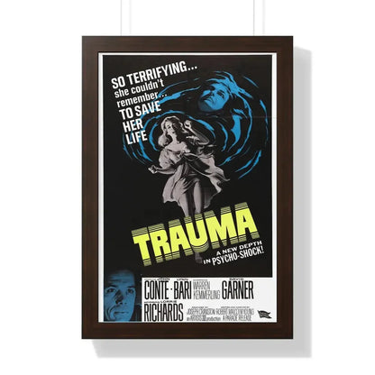 TRAUMA 1962 - Framed Movie Poster 16″ x 24″ Walnut - The Sticker Space