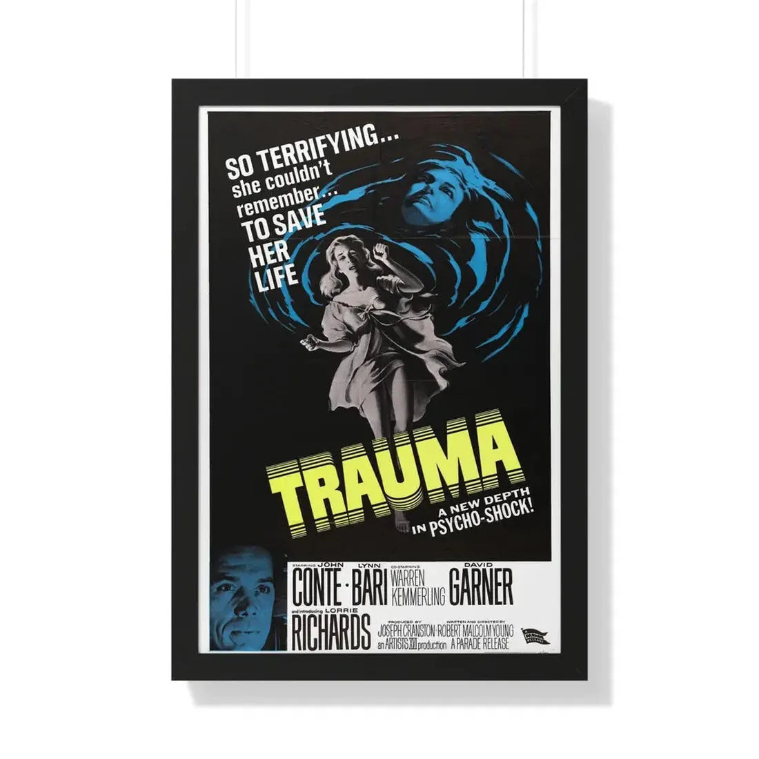 TRAUMA 1962 - Framed Movie Poster 20" x 30" Black - The Sticker Space