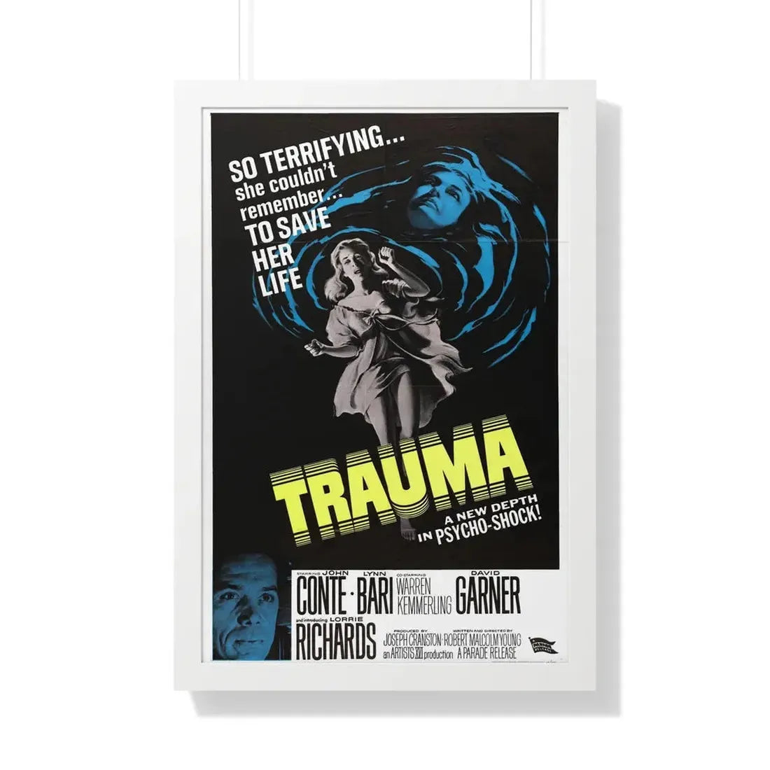 TRAUMA 1962 - Framed Movie Poster 20" x 30" White - The Sticker Space