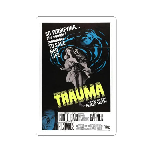 TRAUMA 1962 Movie Poster - STICKER Vinyl Kiss-Cut Decal 2 Inch White - The Sticker Space