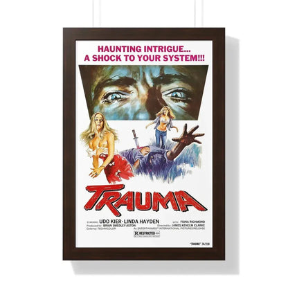 TRAUMA (HOUSE ON STRAW HILL) 1976 - Framed Movie Poster 16″ x 24″ Walnut - The Sticker Space