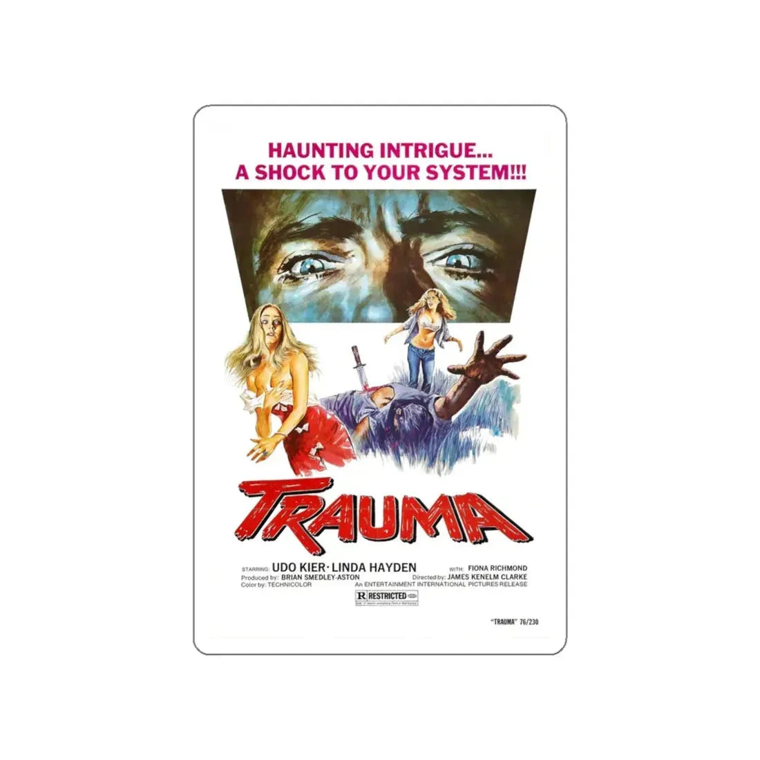 TRAUMA (HOUSE ON STRAW HILL) 1976 Movie Poster STICKER Vinyl Die-Cut Decal 4 Inch - The Sticker Space