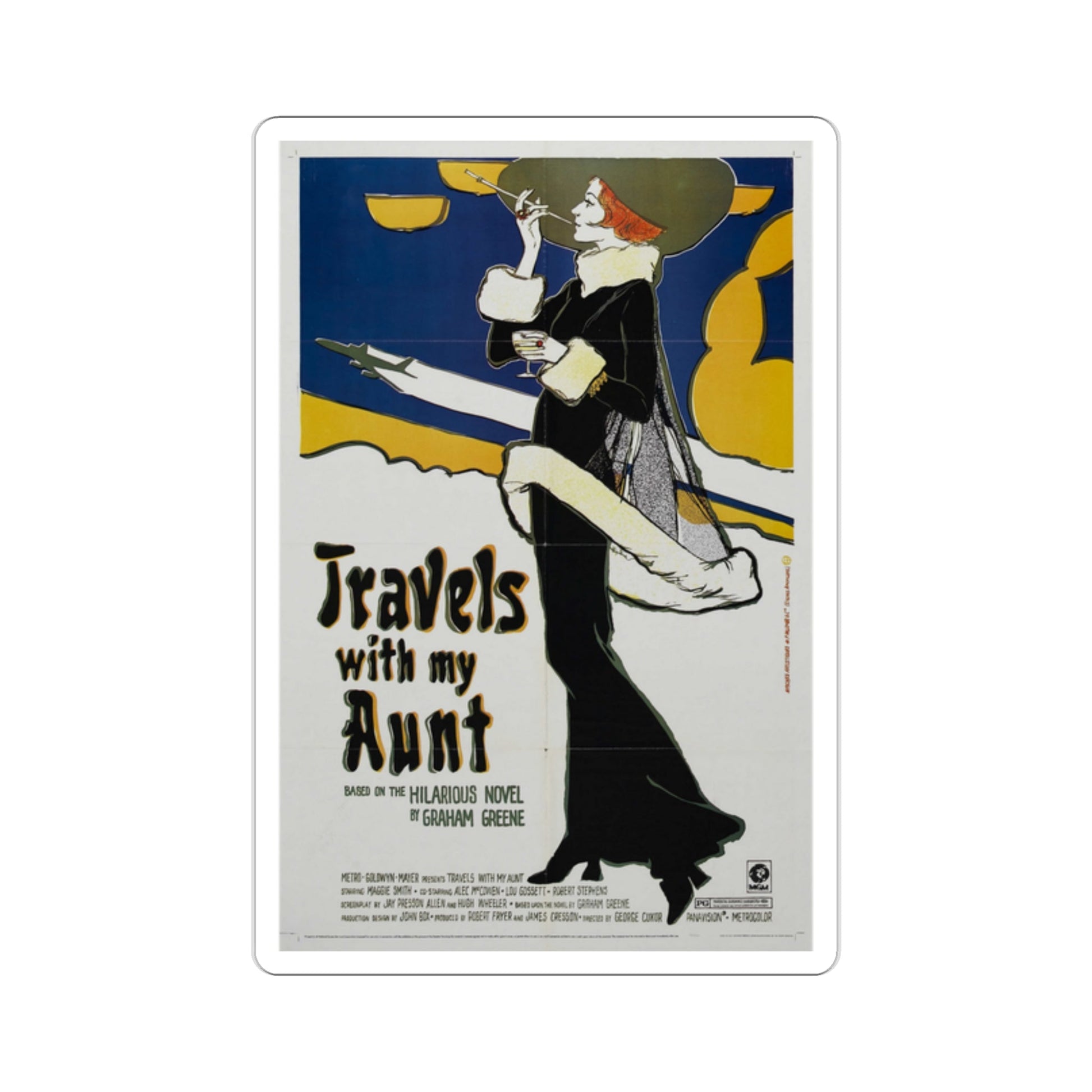 Travels with My Aunt 1972 Movie Poster STICKER Vinyl Die-Cut Decal-2 Inch-The Sticker Space