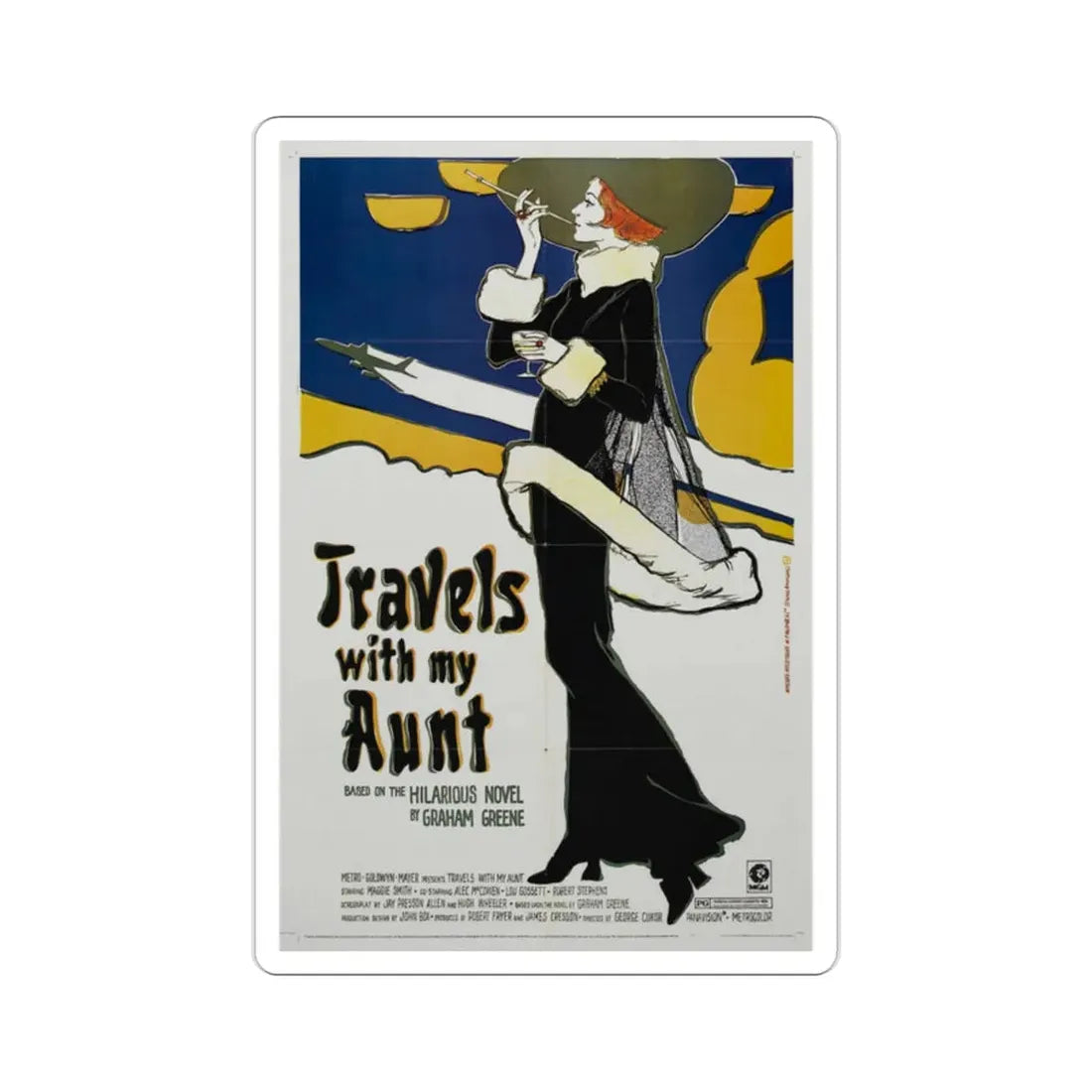 Travels with My Aunt 1972 Movie Poster STICKER Vinyl Die-Cut Decal 2 Inch - The Sticker Space