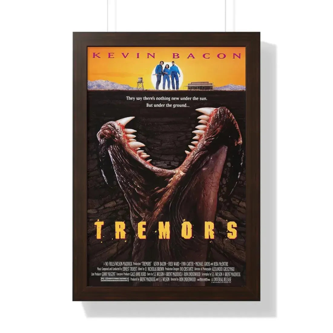 TREMORS 1990 - Framed Movie Poster 16″ x 24″ Walnut - The Sticker Space