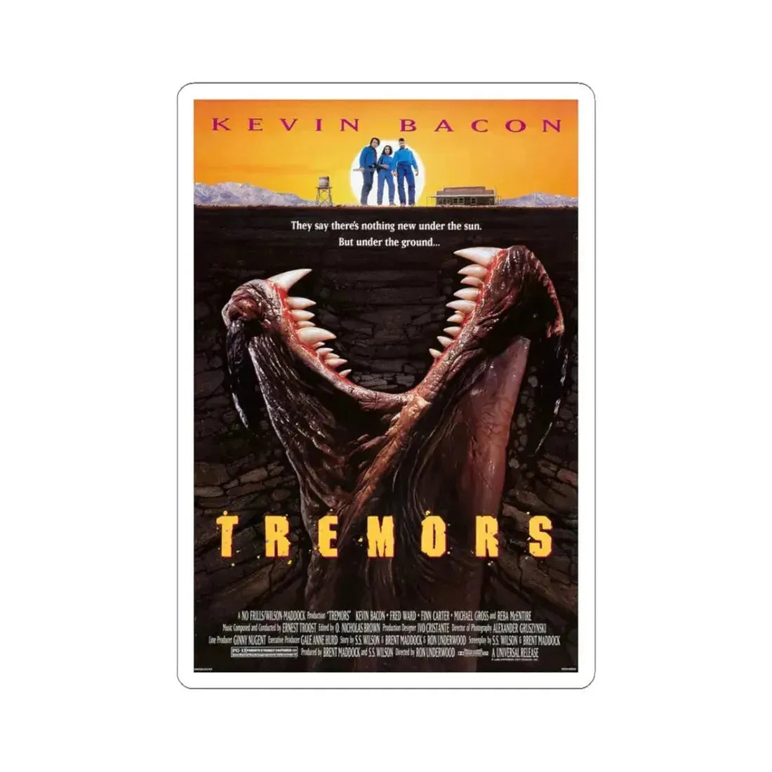 Tremors 1990 Movie Poster - STICKER Vinyl Kiss-Cut Decal 3 Inch White - The Sticker Space