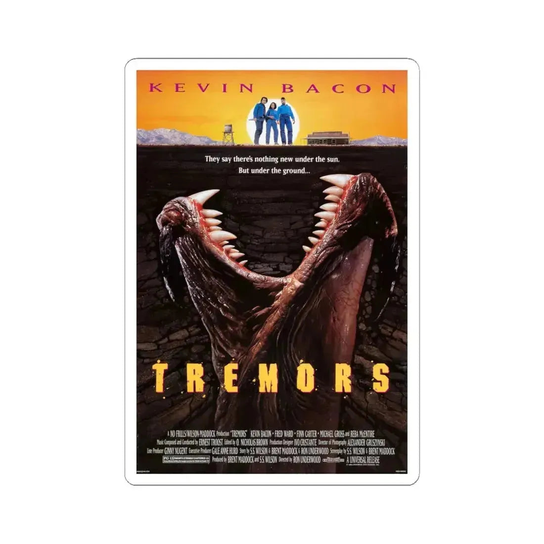 Tremors 1990 Movie Poster - STICKER Vinyl Kiss-Cut Decal 4 Inch White - The Sticker Space