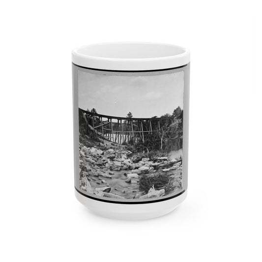 Trestle Bridge On South Side Of Railroad, Near Petersburg, Virginia, April 1865 (U.S. Civil War) White Coffee Mug-15oz-The Sticker Space