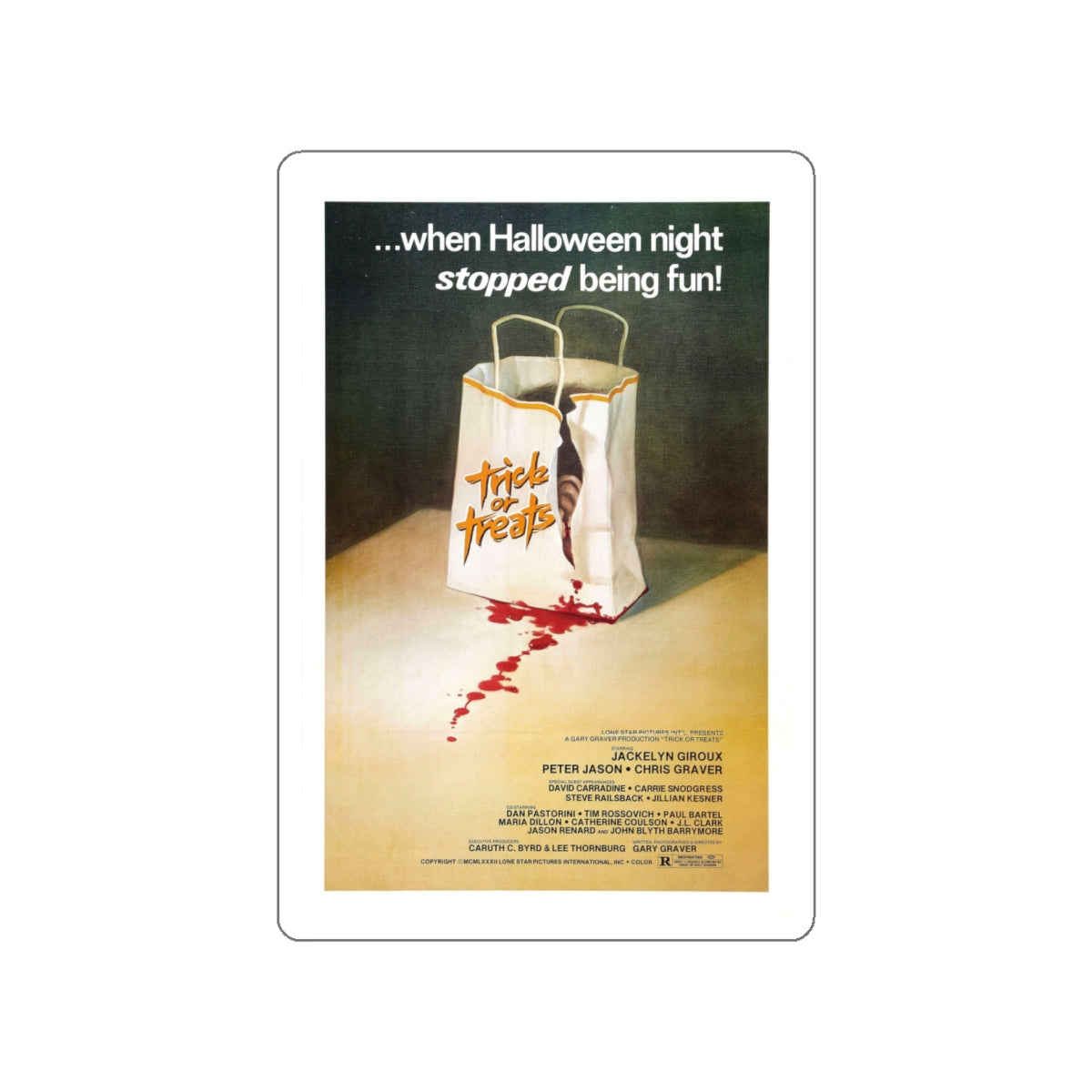 TRICK OR TREATS 1982 Movie Poster STICKER Vinyl Die-Cut Decal-White-The Sticker Space