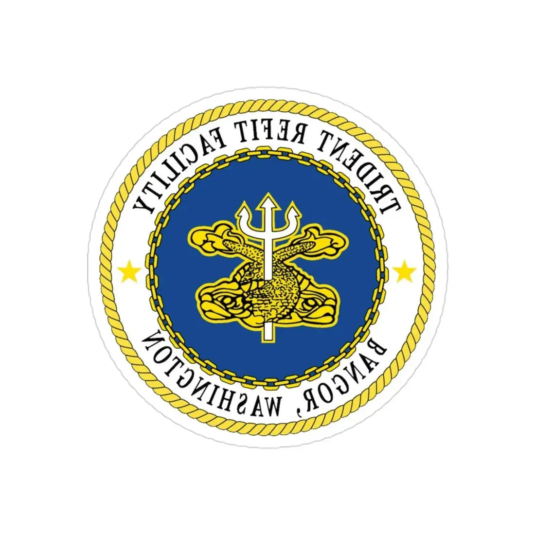 Trident Refit Facility BangorWA (U.S. Navy) REVERSE PRINT Transparent Die-Cut STICKER 3 Inch Die-Cut Transparent - The Sticker Space