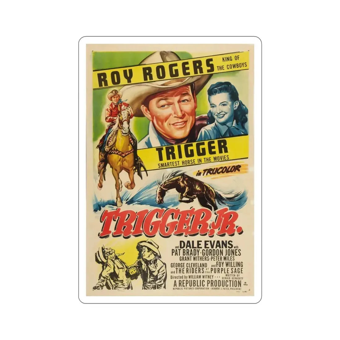 Trigger Jr 1950 Movie Poster STICKER Vinyl Die-Cut Decal 4 Inch - The Sticker Space
