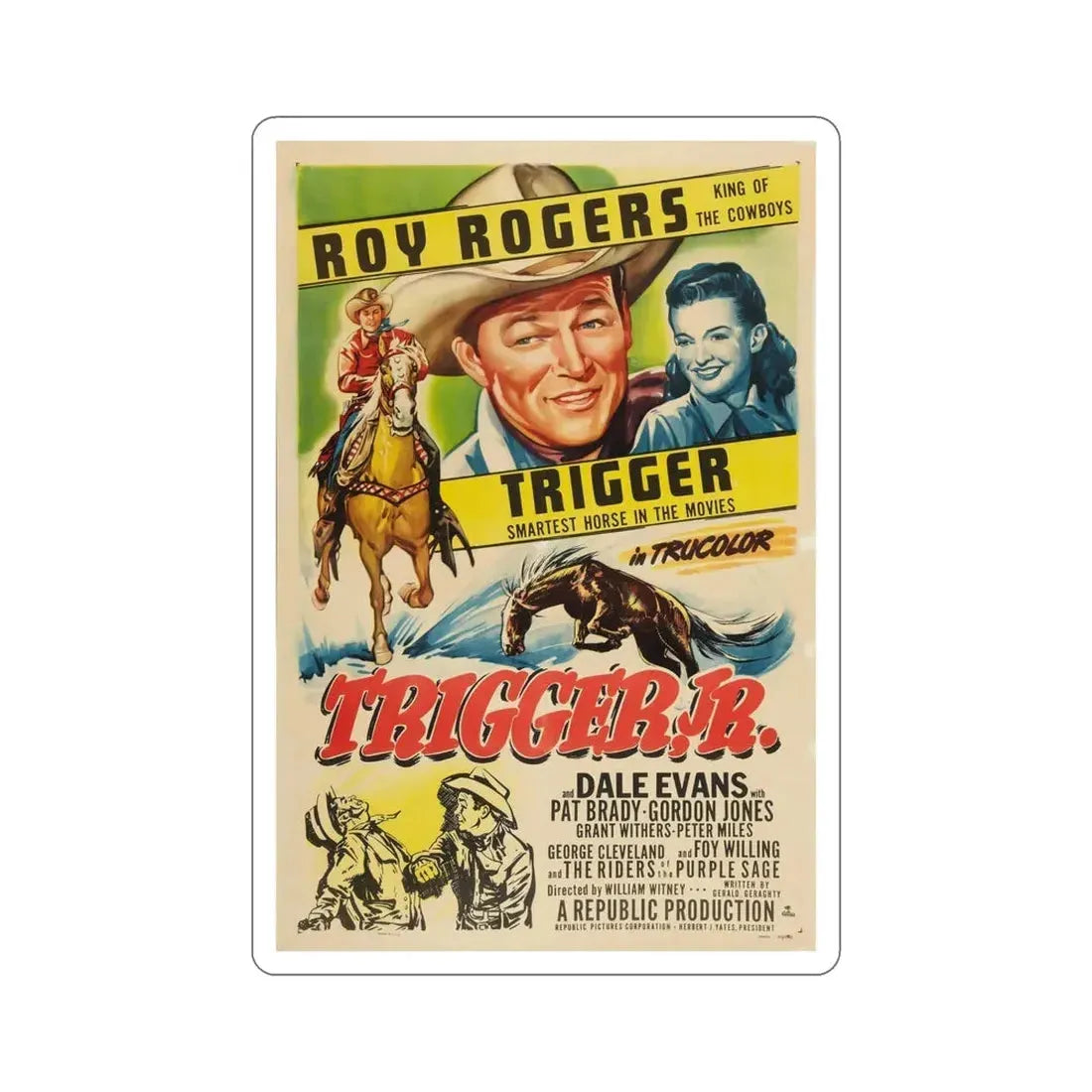 Trigger Jr 1950 Movie Poster STICKER Vinyl Die-Cut Decal 6 Inch - The Sticker Space