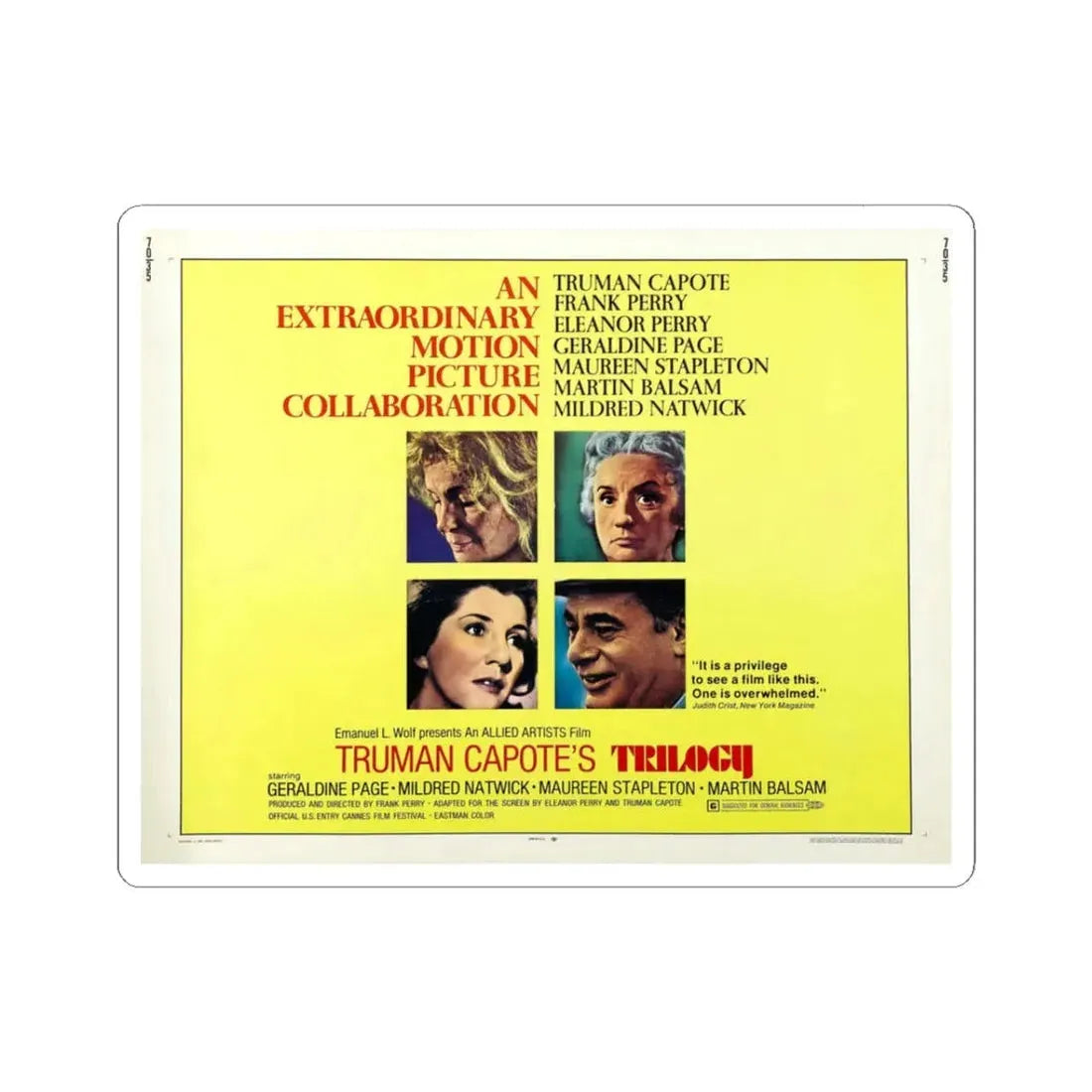 Trilogy 1969 Movie Poster - STICKER Vinyl Kiss-Cut Decal 3 Inch White - The Sticker Space
