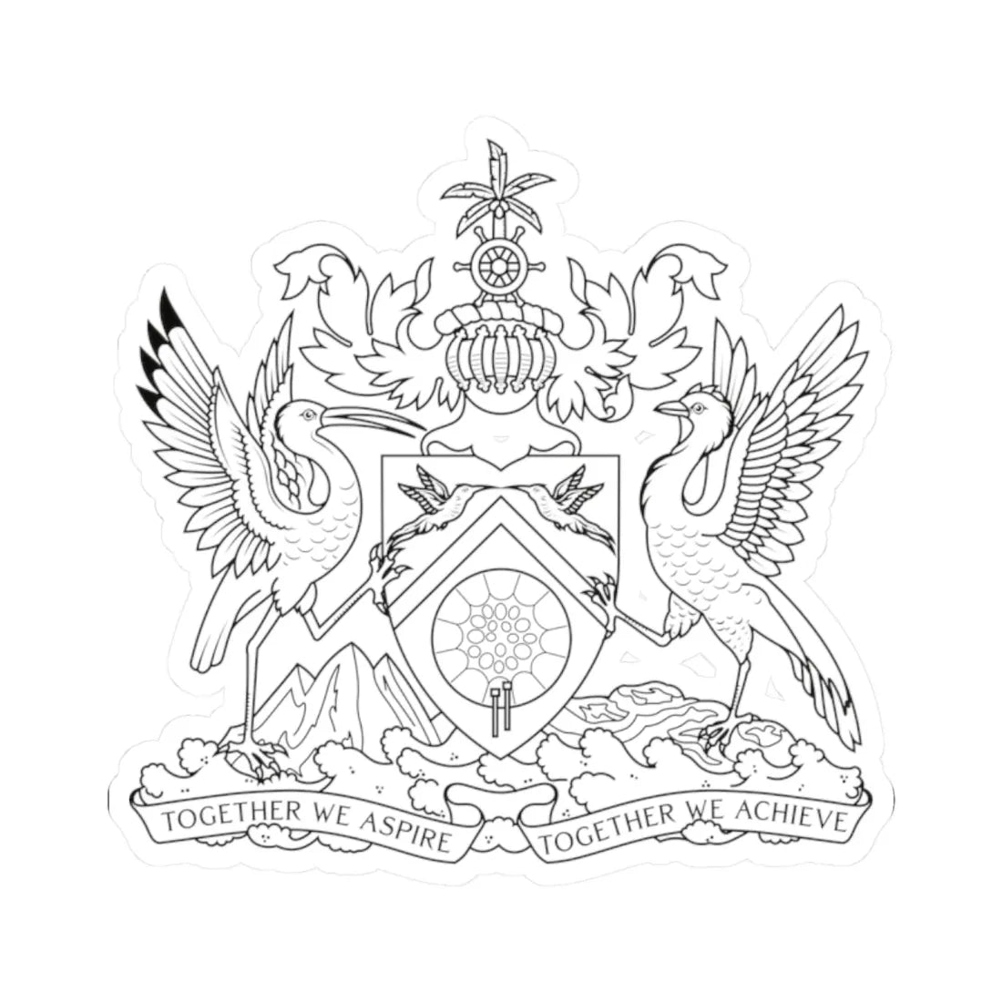 Trinidad and Tobago coat of arms outline (Trinidad and Tobago) (Coat of Arms) STICKER Vinyl Kiss-Cut Decal 2 Inch White - The Sticker Space