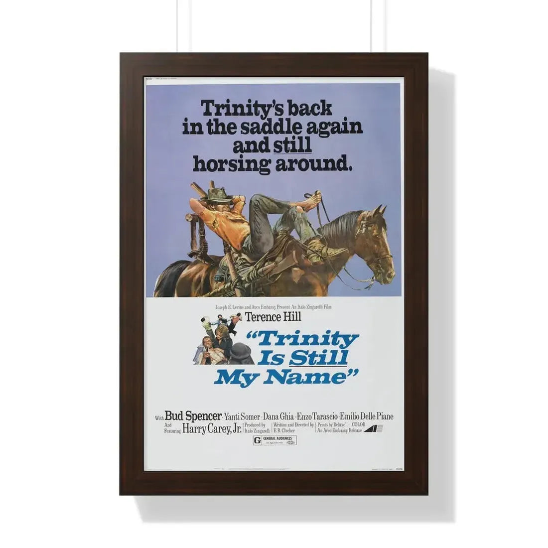 TRINITY IS STILL MY NAME 1971 - Framed Movie Poster 16″ x 24″ Walnut - The Sticker Space