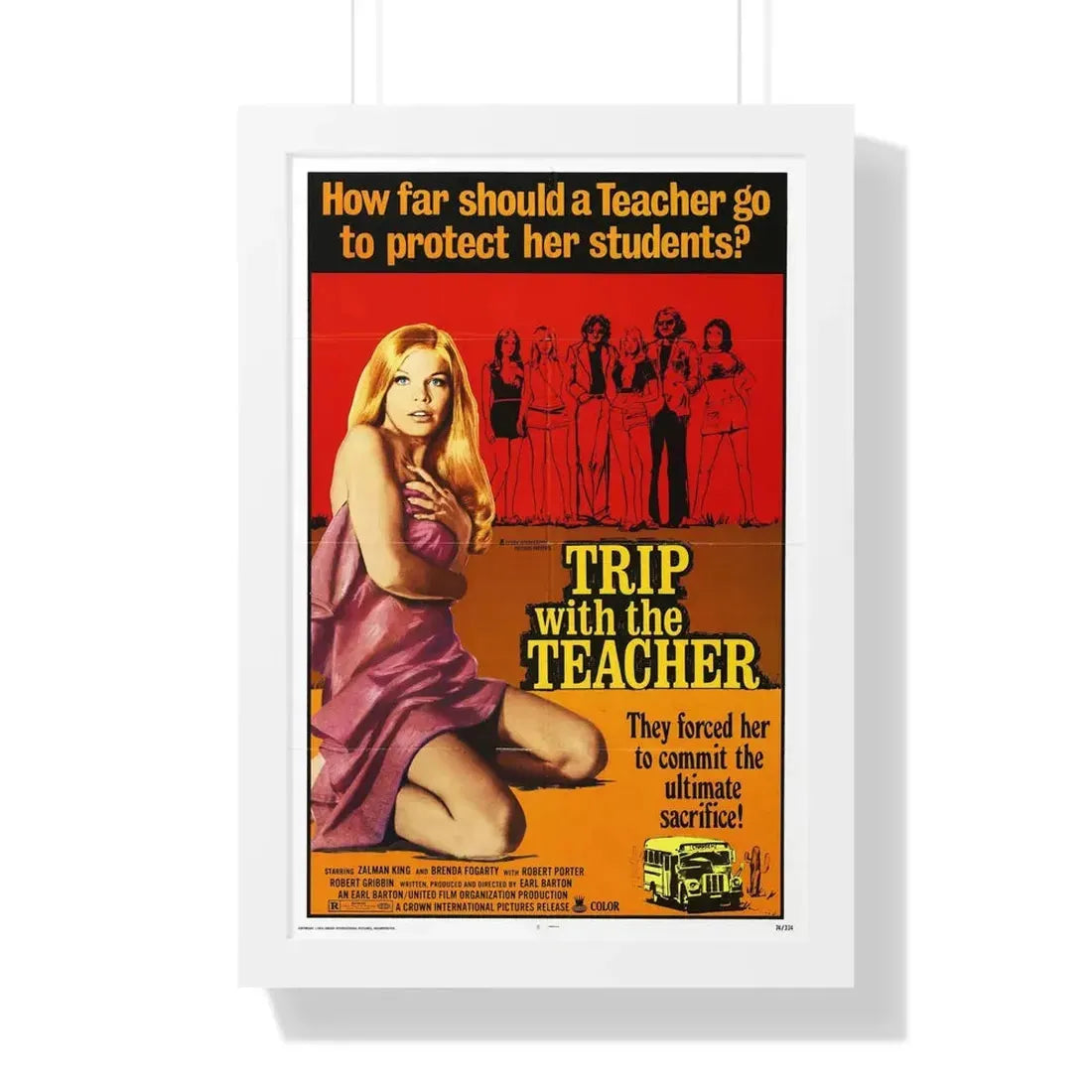 TRIP WITH THE TEACHER 1975 - Framed Movie Poster 16″ x 24″ White - The Sticker Space