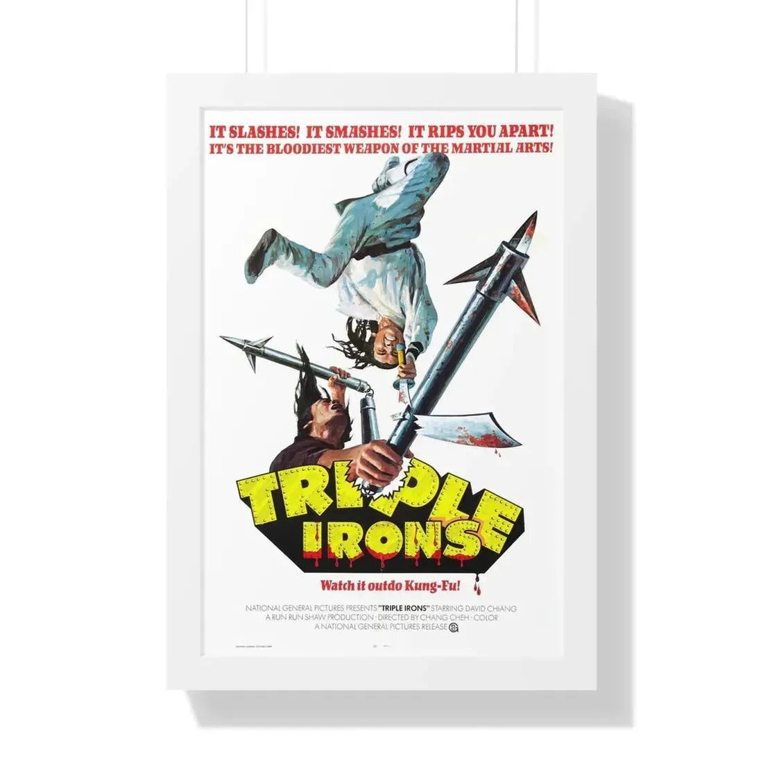 TRIPLE IRONS 1971 - Framed Movie Poster 16″ x 24″ White - The Sticker Space