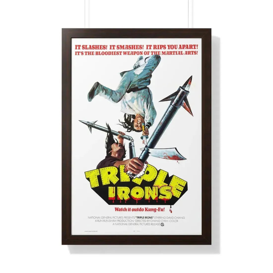 TRIPLE IRONS 1971 - Framed Movie Poster 20" x 30" Walnut - The Sticker Space