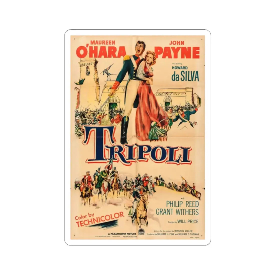 Tripoli 1950 Movie Poster - STICKER Vinyl Kiss-Cut Decal 2 Inch White - The Sticker Space