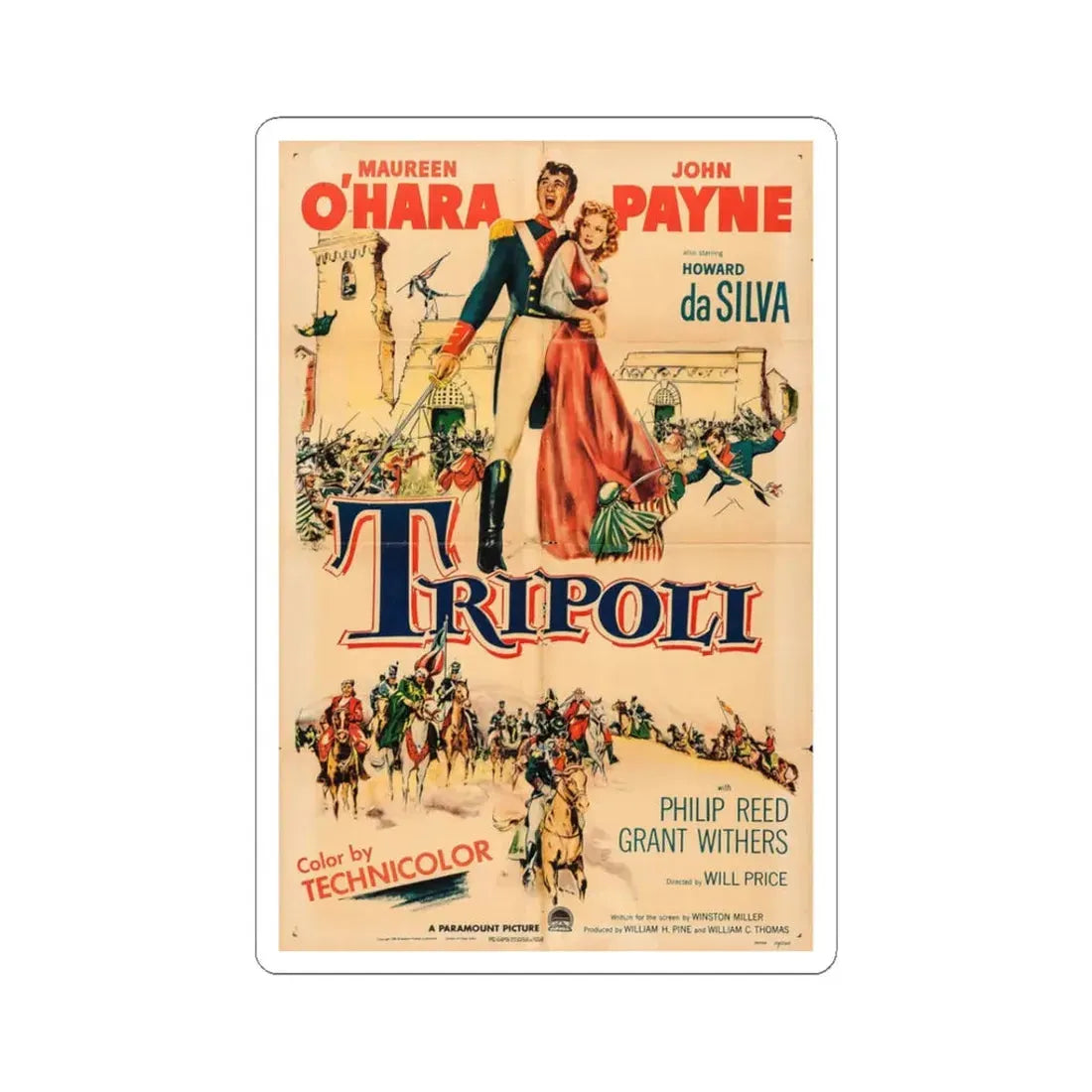 Tripoli 1950 Movie Poster - STICKER Vinyl Kiss-Cut Decal 3 Inch White - The Sticker Space