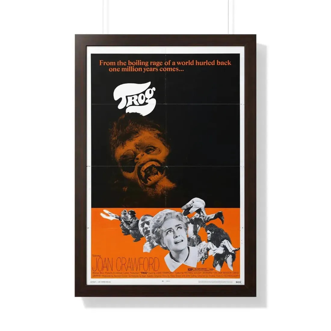 TROG 1970 - Framed Movie Poster 20" x 30" Walnut - The Sticker Space