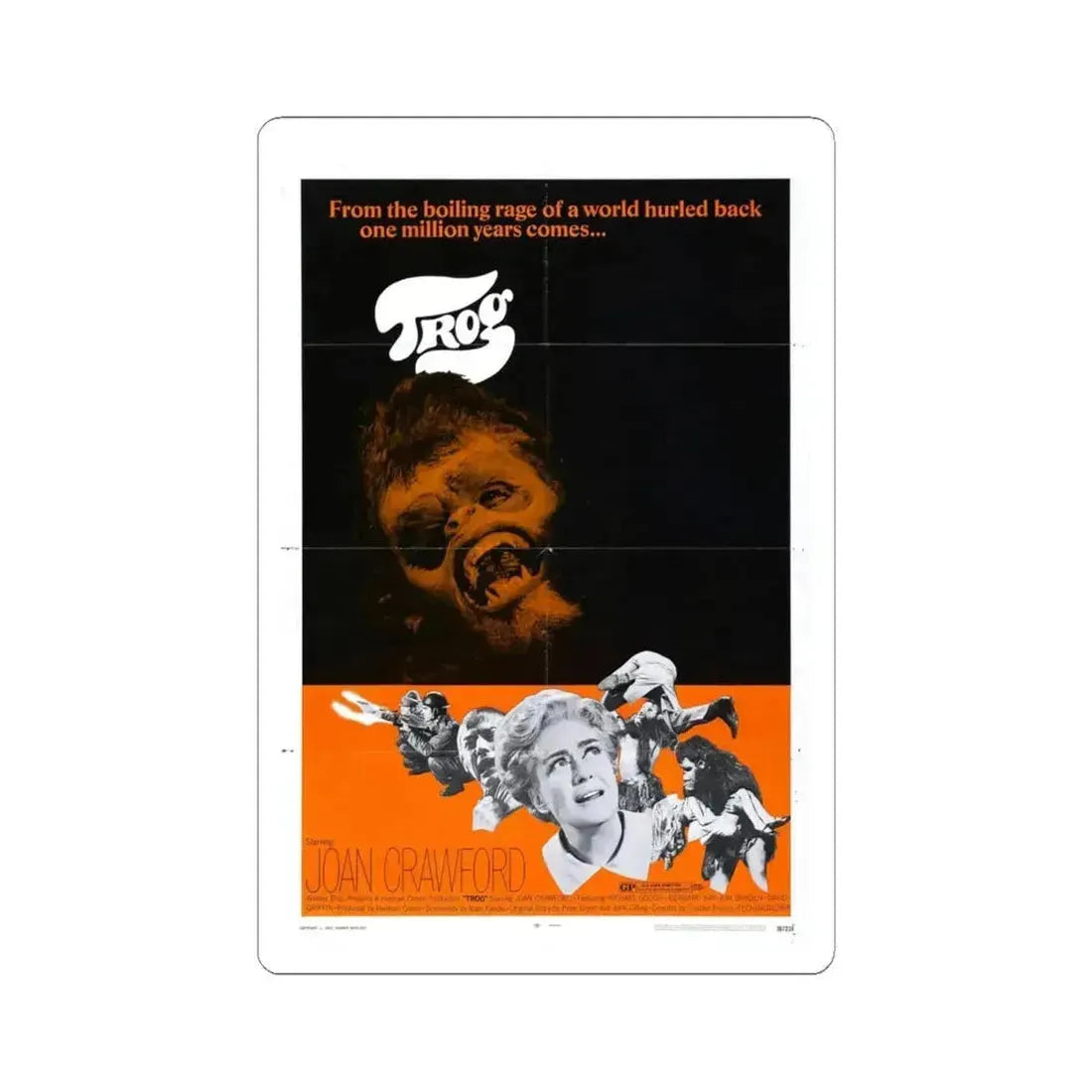 TROG 1970 Movie Poster - STICKER Vinyl Kiss-Cut Decal 4 Inch White - The Sticker Space