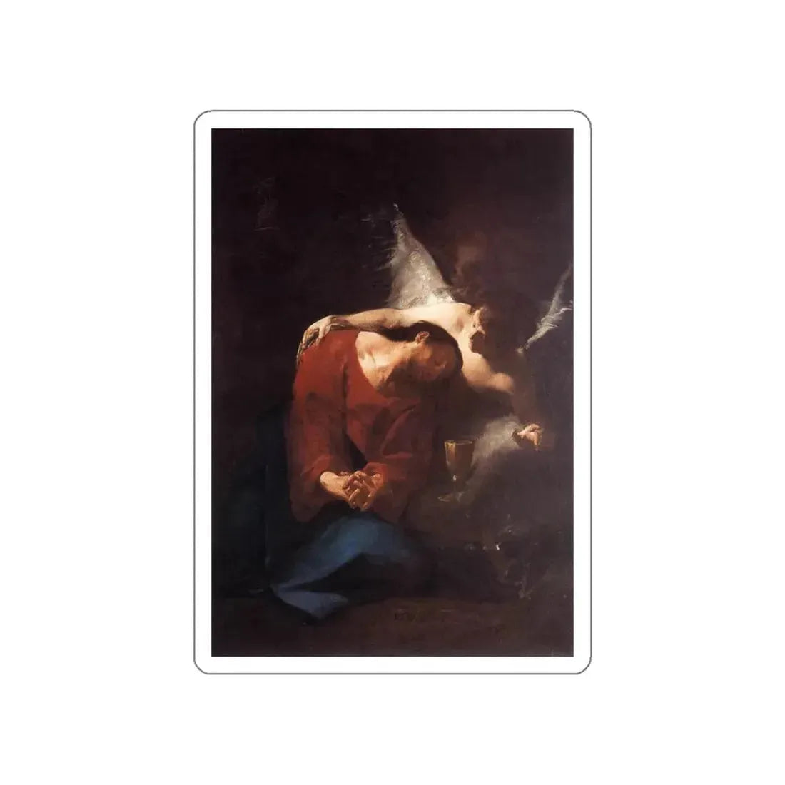 TROGER, Paul - Christ Comforted by an Angel (Artwork) STICKER Vinyl Die-Cut Decal White Die-Cut 4 Inch - The Sticker Space