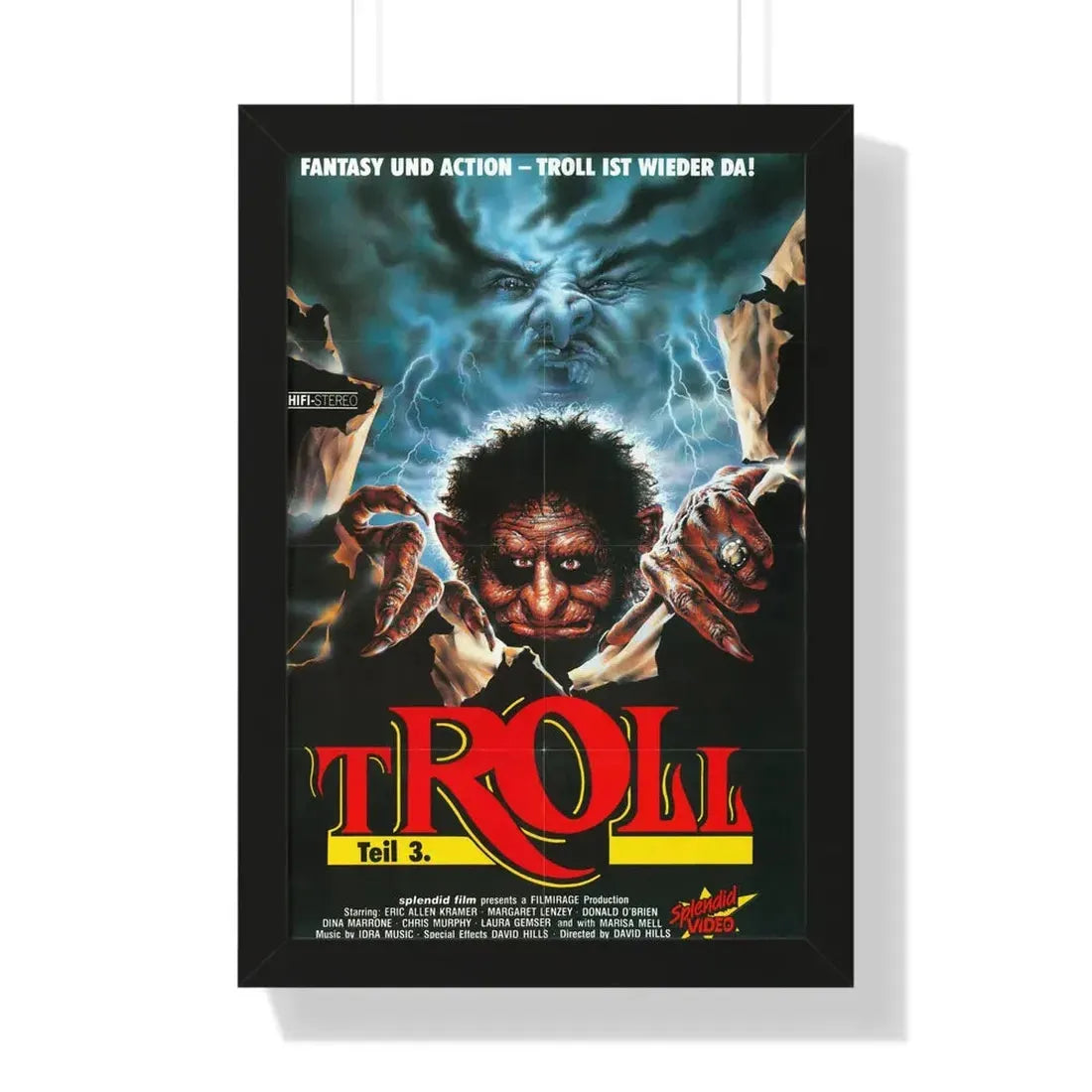 TROLL 3 (QUEST FOR THE MIGHTY SWORD) 1990 - Framed Movie Poster 16″ x 24″ Black - The Sticker Space