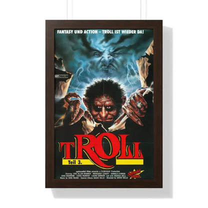 TROLL 3 (QUEST FOR THE MIGHTY SWORD) 1990 - Framed Movie Poster 16″ x 24″ Walnut - The Sticker Space