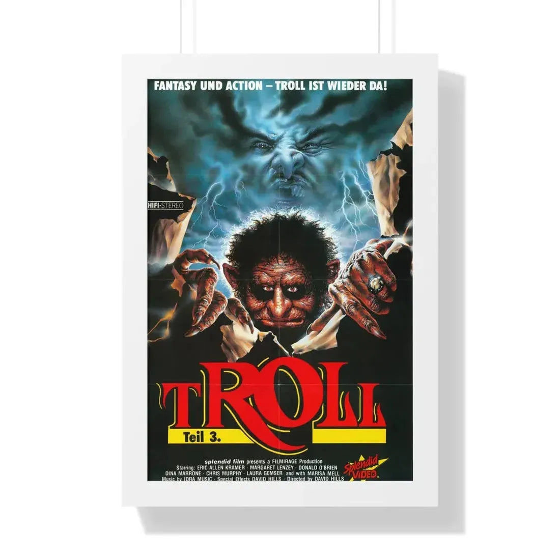 TROLL 3 (QUEST FOR THE MIGHTY SWORD) 1990 - Framed Movie Poster 16″ x 24″ White - The Sticker Space