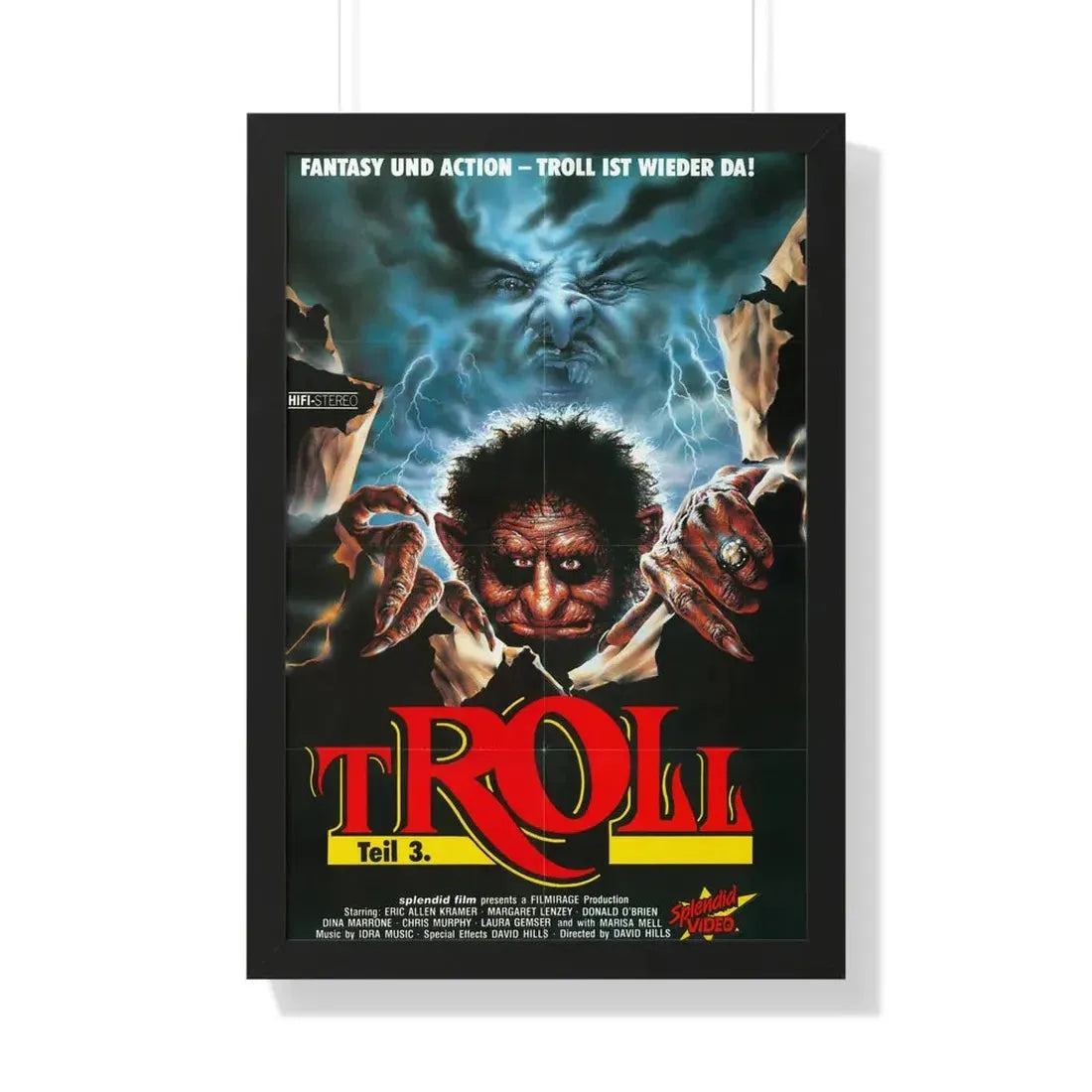 TROLL 3 (QUEST FOR THE MIGHTY SWORD) 1990 - Framed Movie Poster 20" x 30" Black - The Sticker Space